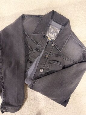 Michael Kors Black Denim Logo Patch Jacket